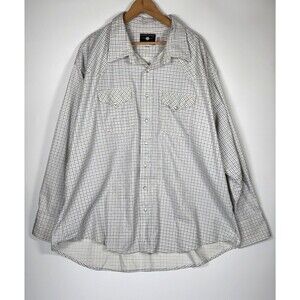 Ruddock Shirt Mens 20.5 by 36 White Blue Grid Check Western Flying R Ranchwear‎